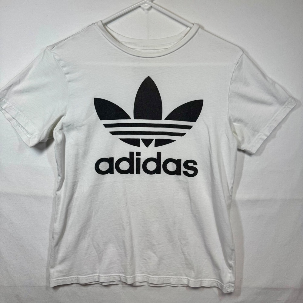 Adidas‎ Trefoil T-Shirt Graphic Logo Tee Short Sleeve White Women's Sz Small